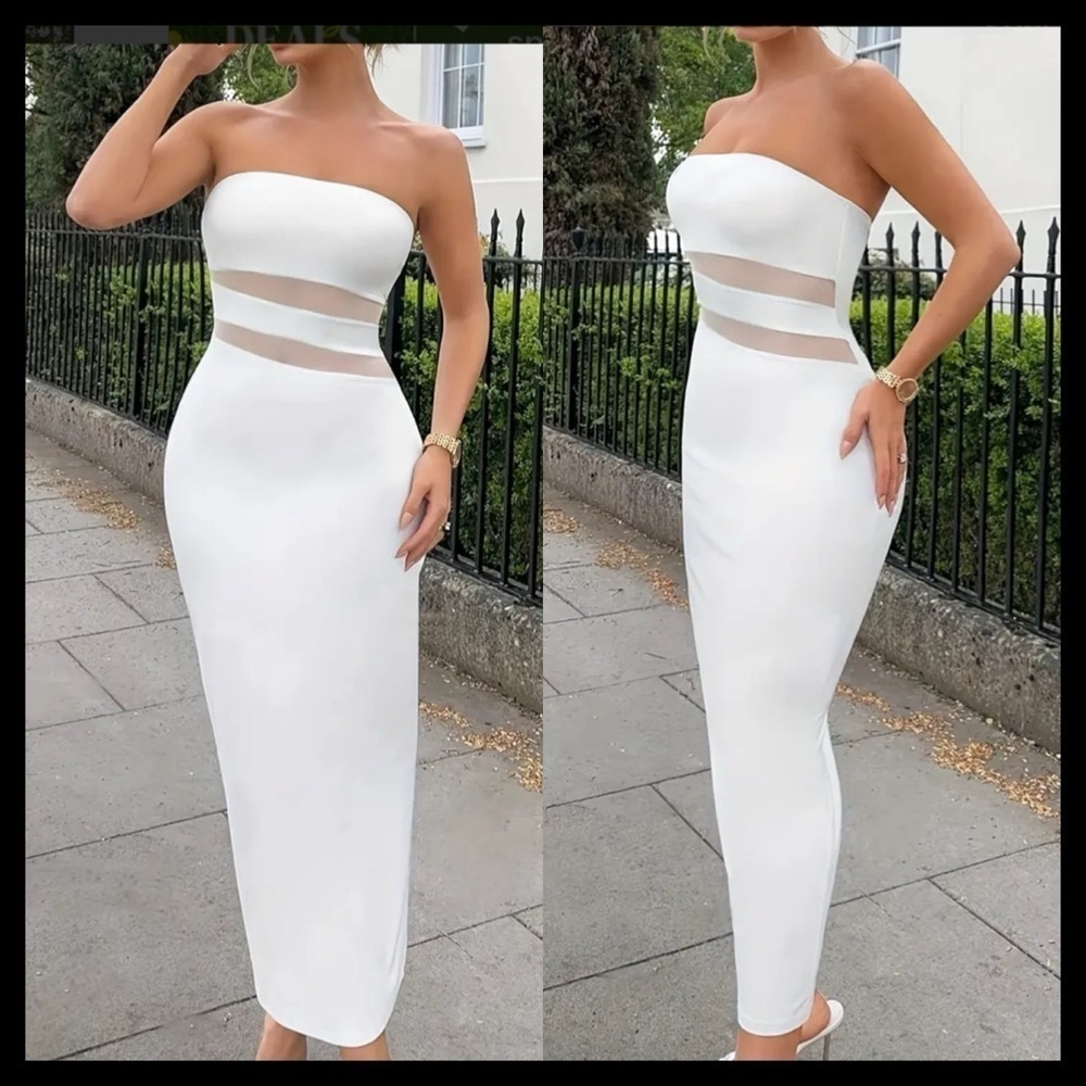 BOUTIQUE White Strapless Midi Dress - Picture 3 of 7